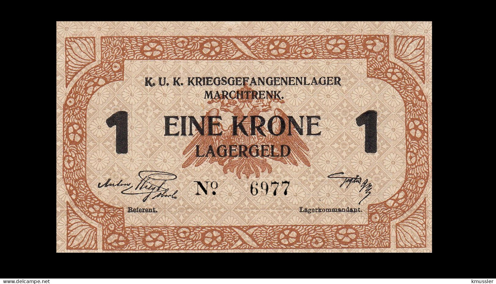 # # # Banknote Kriegsgefangenenlager MARCHTRENK (POW-Camp) 1 Krone UNC # # # - Oesterreich