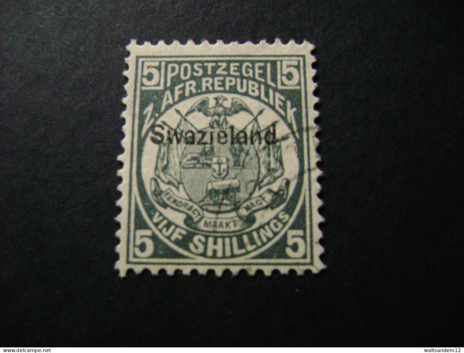 Swaziland - 1890 5/- (SG 8) - Used Definitive Stamp - Swaziland (...-1967)