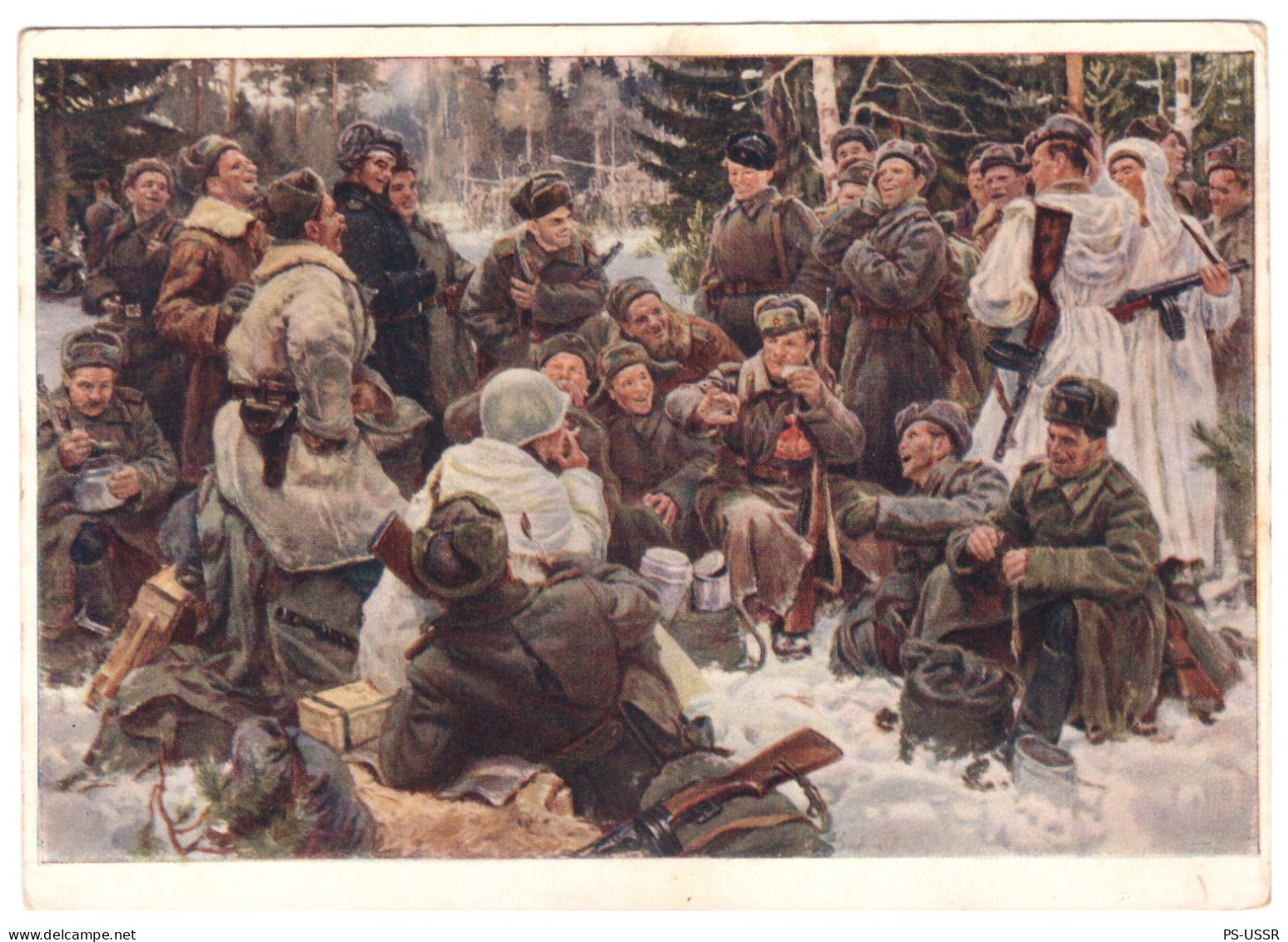 USSR 1953 SOLDIERS RESTING AFTER THE BATTLE VASSILI TERKIN # 13 POSTAL STATIONERY UNUSED IMPRINTED STAMP GANZSACHE - 1950-59