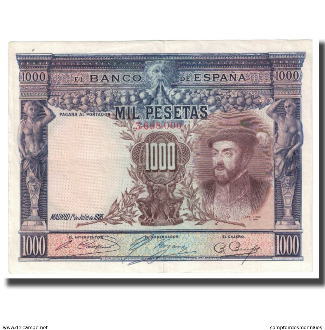 Billet, Espagne, 1000 Pesetas, 1925, 1925-07-01, KM:70c, TTB+ - 1000 Peseten