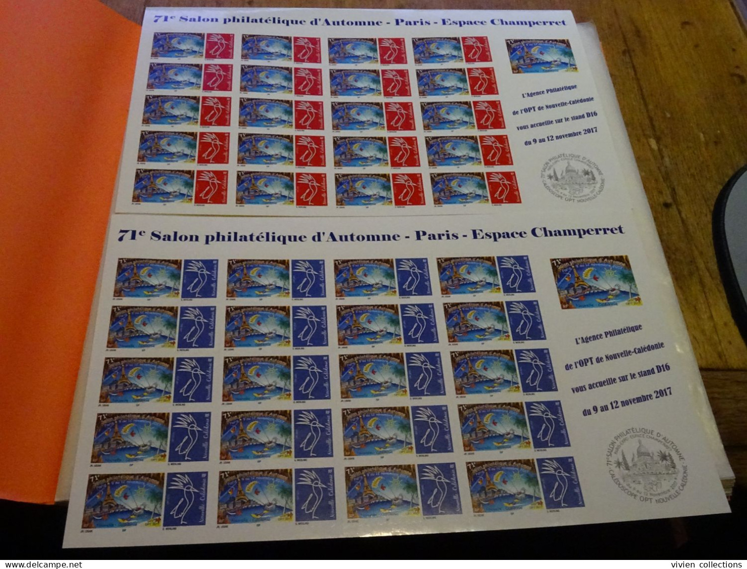 Nouvelle Calédonie Paire 1313/14 En Feuilles Complètes Du 71eme Salon D'automne De Paris 2017 Avec La Vignette En Marge - Unused Stamps