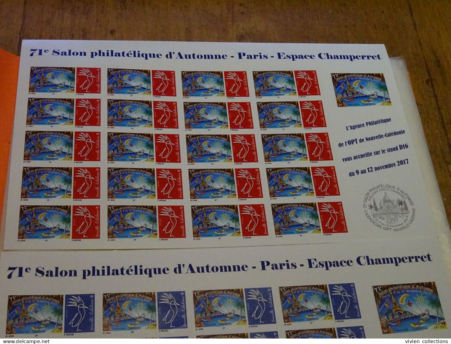 Nouvelle Calédonie Paire 1313/14 En Feuilles Complètes Du 71eme Salon D'automne De Paris 2017 Avec La Vignette En Marge - Unused Stamps