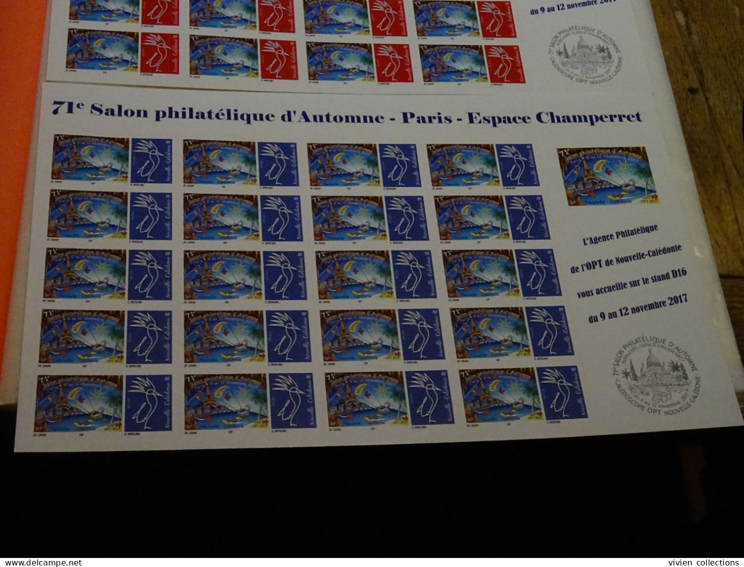 Nouvelle Calédonie Paire 1313/14 En Feuilles Complètes Du 71eme Salon D'automne De Paris 2017 Avec La Vignette En Marge - Unused Stamps