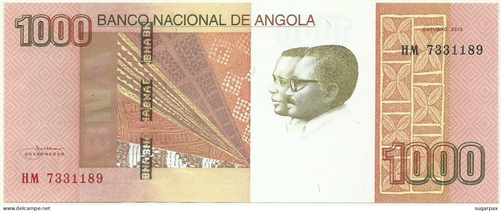 Angola - 1000 Kwanzas - 2012 - Pick: 157.a - Série HM - José Eduardo Dos Santos E Agostinho Neto - 1.000 - Angola