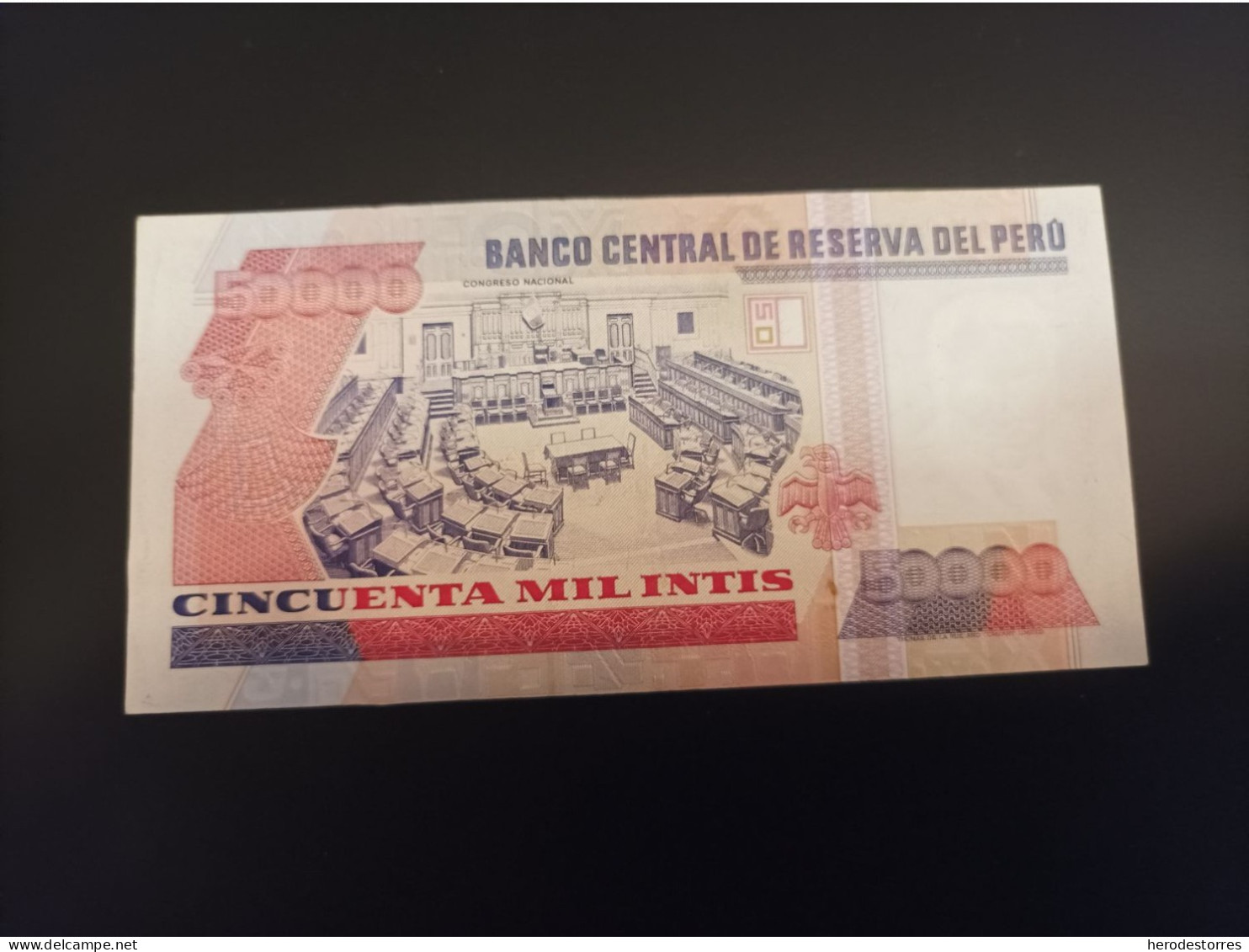 Billete De Perú De 50000 Intis, Año 1988, Serie AA, AUNC - Peru