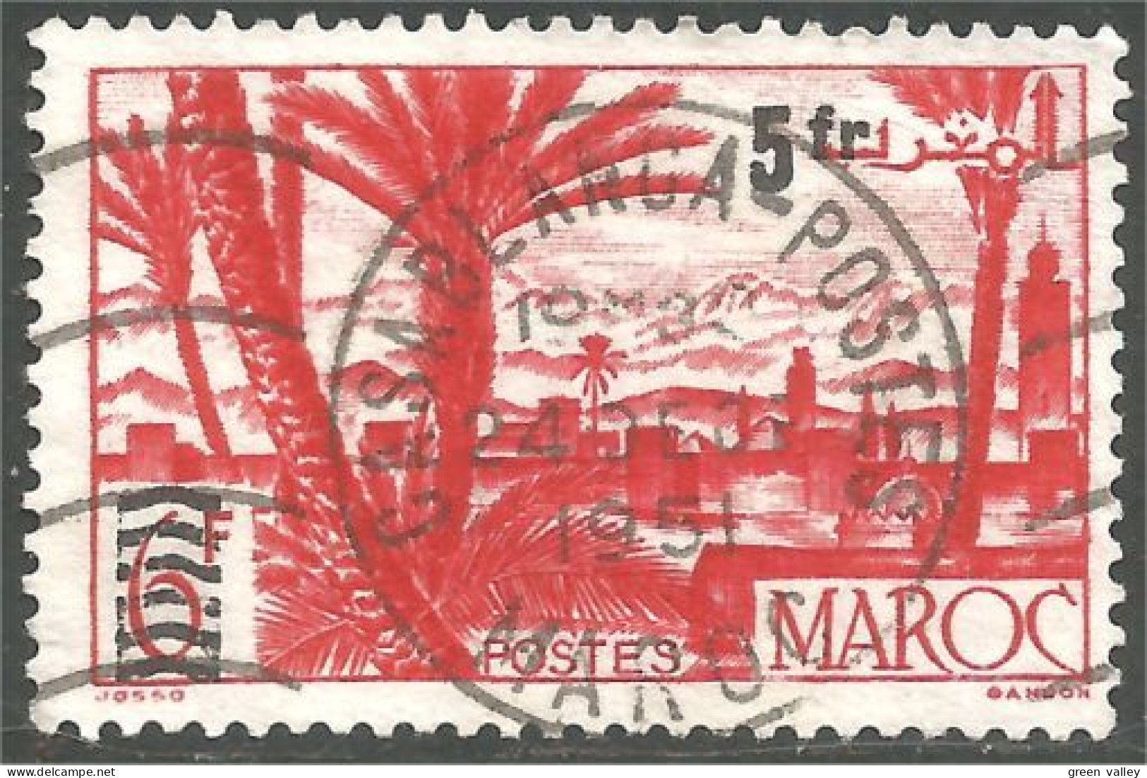 XW01-2571 Maroc Oasis Palm Tree Palmier Surcharge 5fr - Used Stamps