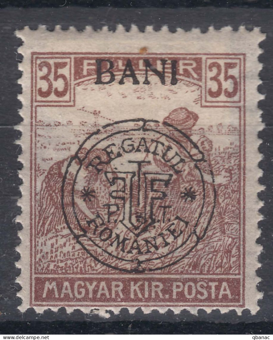 Romania Overprint On Hungary Stamps Occupation Transylvania 1919 Mi#35 I Mint Hinged - Transsylvanië