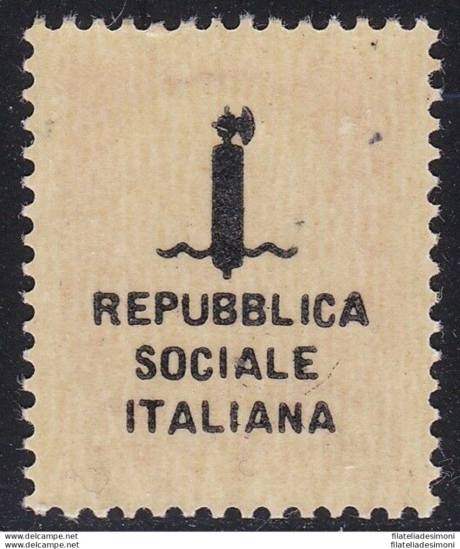 1944 RSI, N° 494m 75 Cent. Carminio MNH** SOVRASTAMPA SOLO AL VERSO - Autres & Non Classés