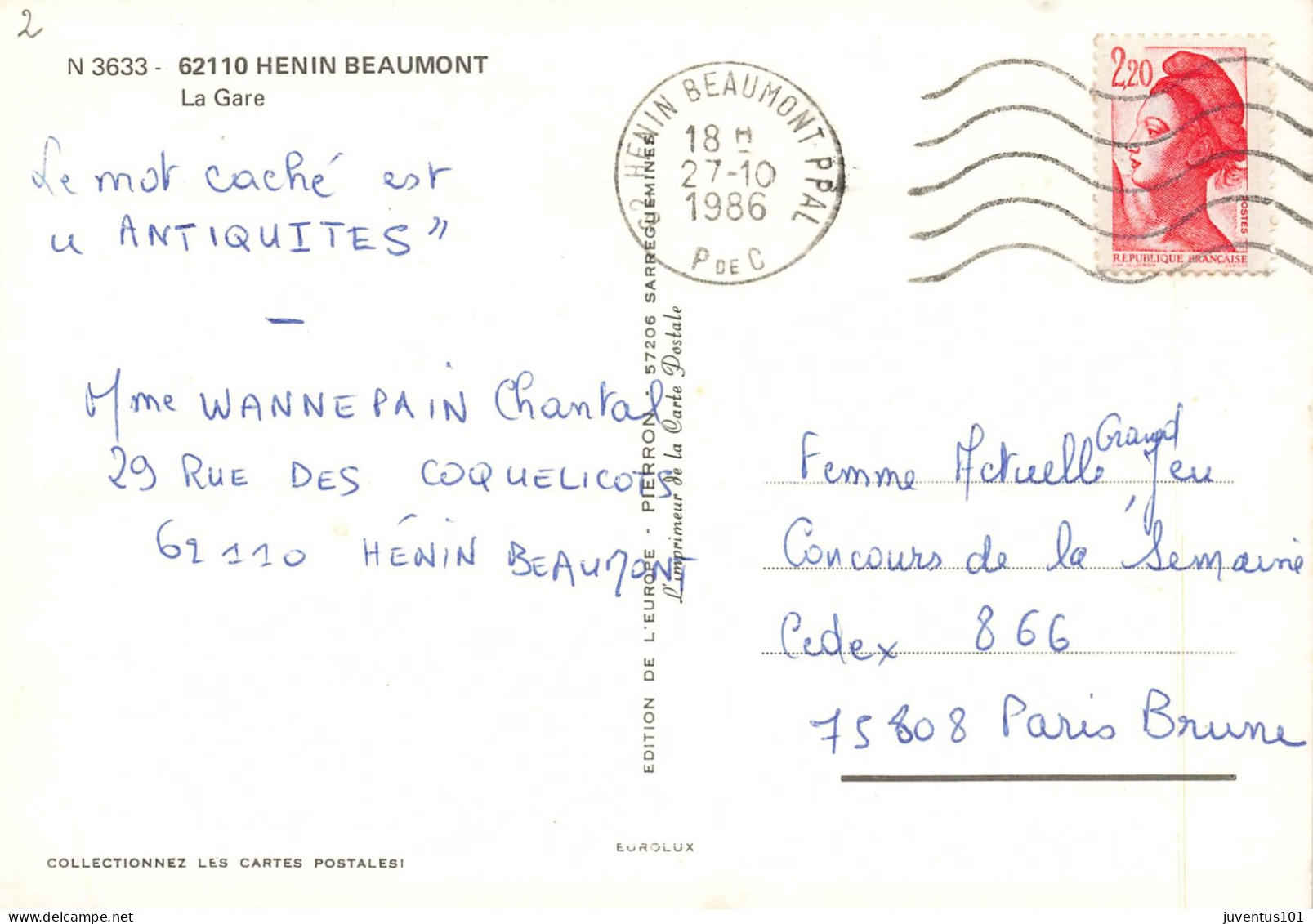 CPSM Henin Beaumont-La Gare-Timbre   L2688 - Henin-Beaumont