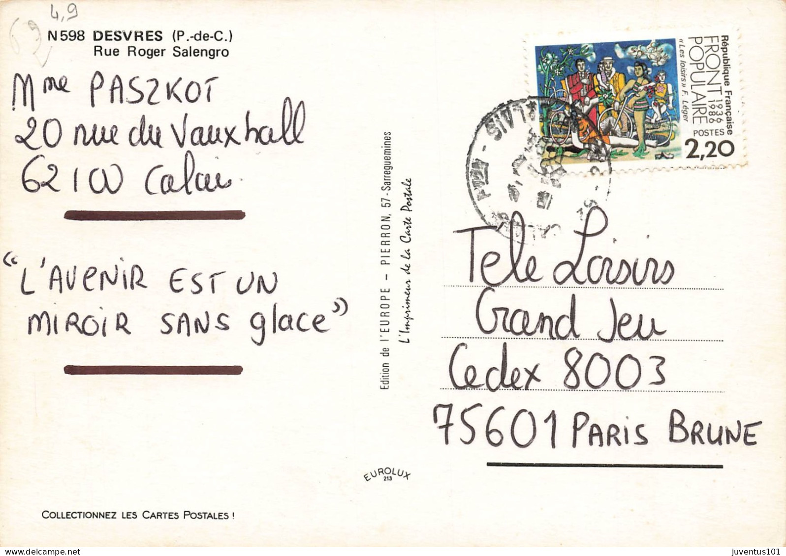 CPSM Desvres-Rue Roger Salengro-Beau Timbre   L2688 - Desvres