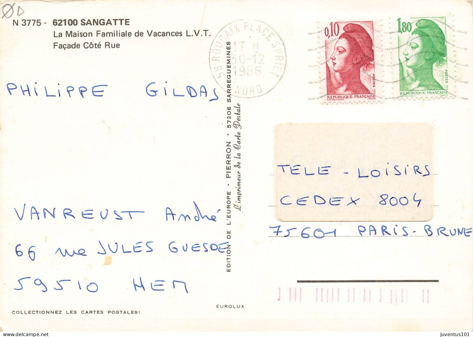 CPSM Sangatte-La Maison Familiale De Vacances L.V.T.-RARE-Timbre   L2688 - Sangatte