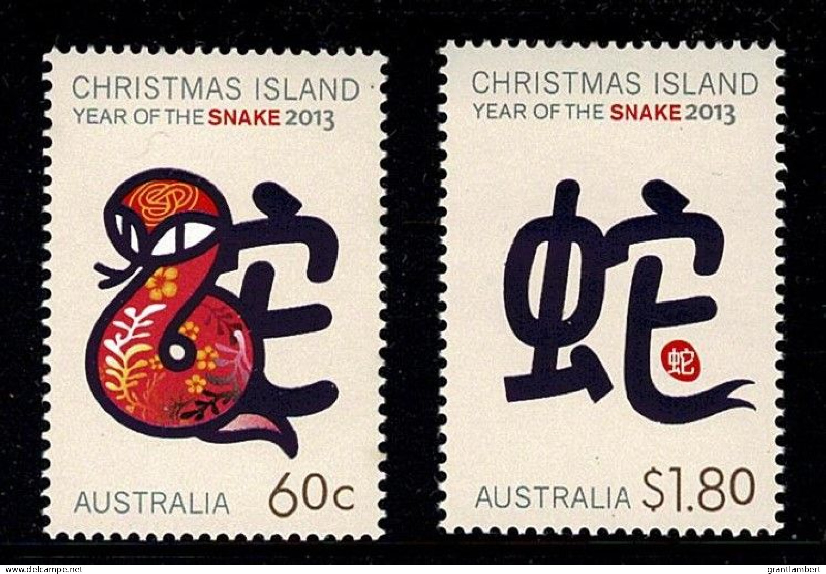 Christmas Island 2013 Year Of The Snake  Set Of 2 MNH - Christmas Island