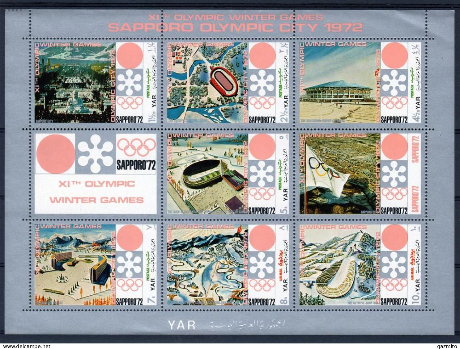 Yemen 1971, Olympic Games In Sapporo, Silver, 8val In BF - Invierno 1972: Sapporo