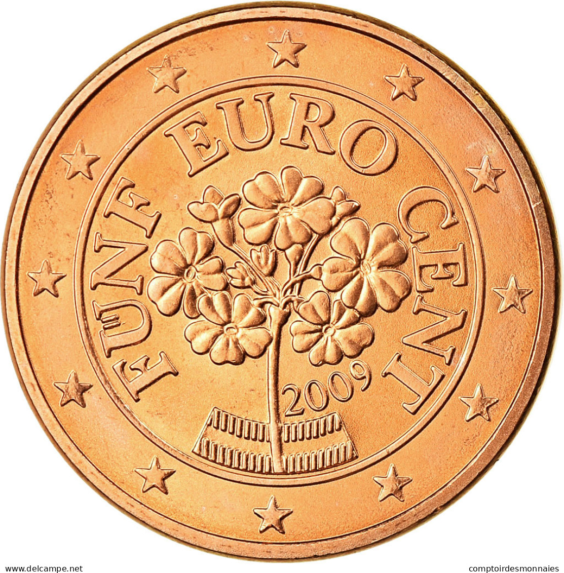 Autriche, 5 Euro Cent, 2009, SPL, Copper Plated Steel, KM:3084 - Austria