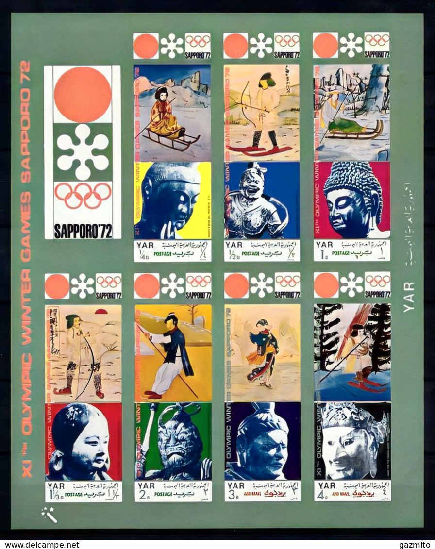 Yemen 1971, Olympic Games In Sapporo, Oriental Art, Statue, BF IMPERFORATED - Invierno 1972: Sapporo