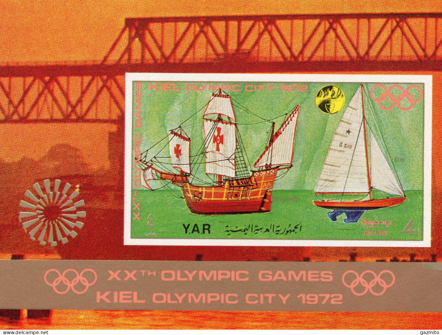 Yemen 1971, Olympic Games In Munich, Columbus, Ships, Shipping, BF IMPERFORATED - Cristóbal Colón