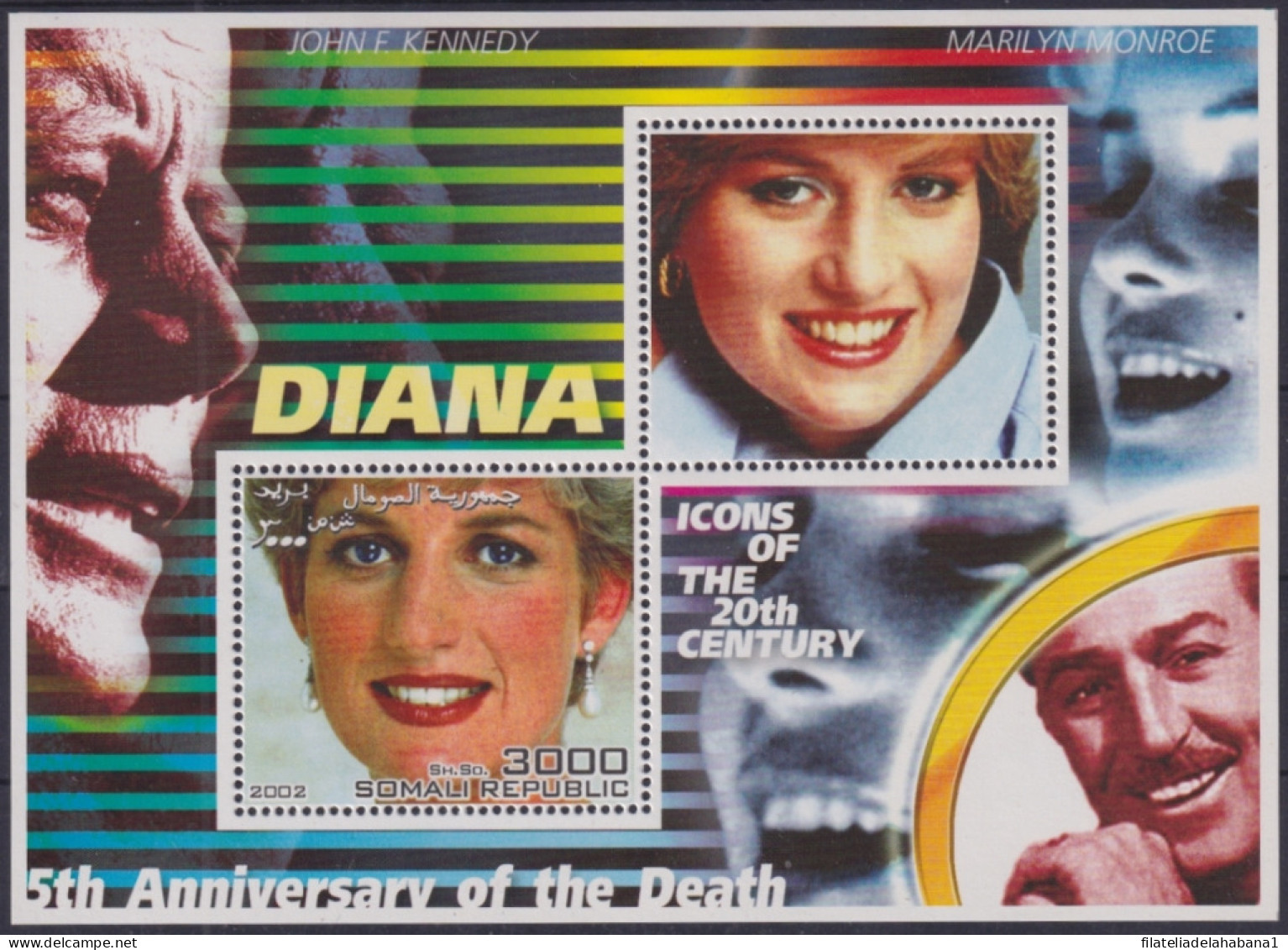 F-EX48704 SOMALIA MNH 2002 ICONS OF 20th CENTURY CINEMA MOVIE LADY DIANA KENNEDY.  - Cinema