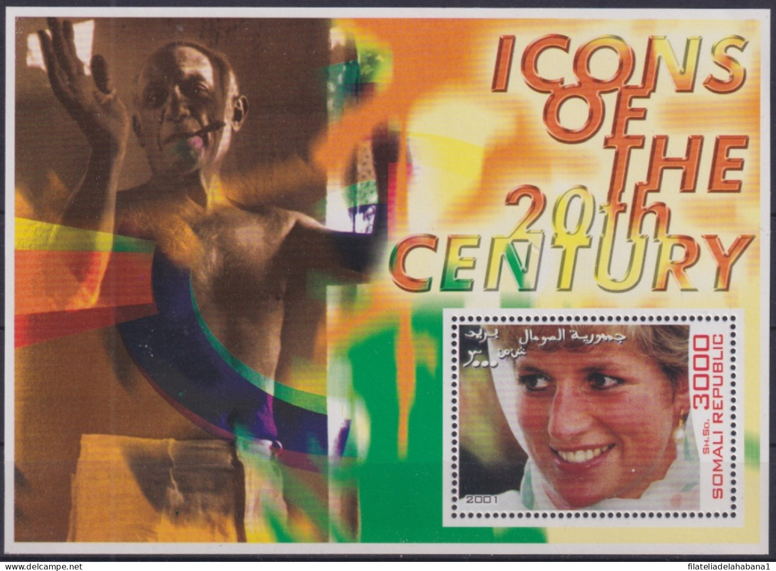 F-EX48707 SOMALIA MNH 2001 ICONS OF 20th CENTURY CINEMA MOVIE LADY PABLO PICASSO.  - Cinema