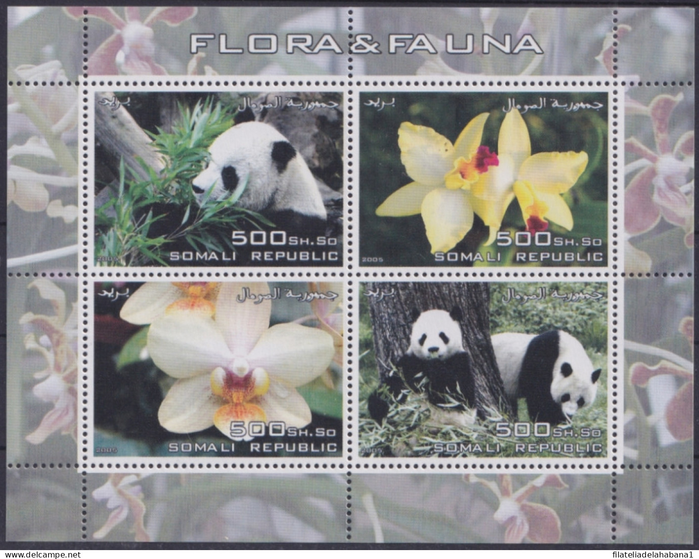 F-EX48709 SOMALIA MNH 2005 FLORA & FAUNA FLOWER PANDA BEAR.  - Bears