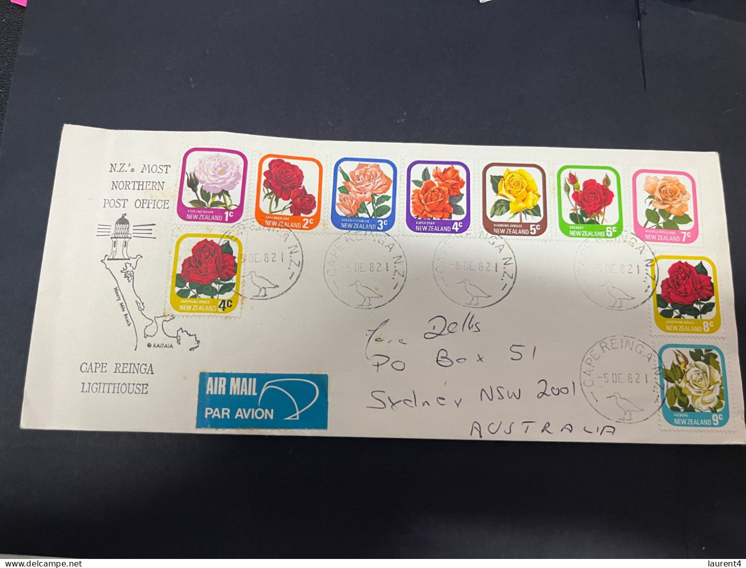 3-3-2024 (2 Y 2) New Zealand - 1980 - Roses Flowers With Many Stamps (posted To Sydney - Australia) - Lettres & Documents