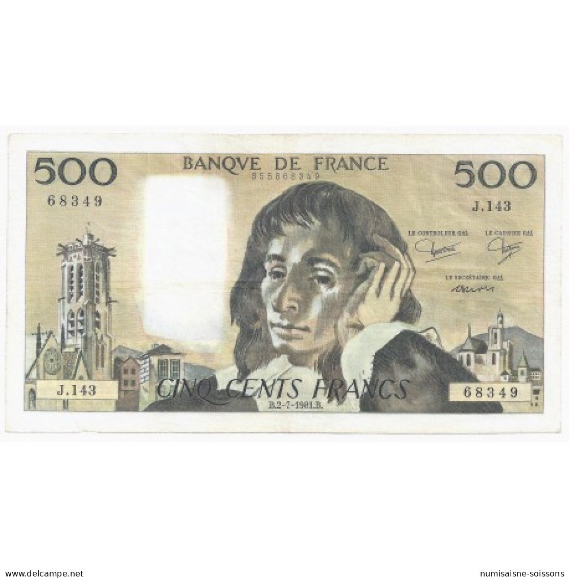 FAY 71/25 - 500 FRANCS PASCAL - 02/07/1981 - J.143 - TTB - PICK 156 - 500 F 1968-1993 ''Pascal''