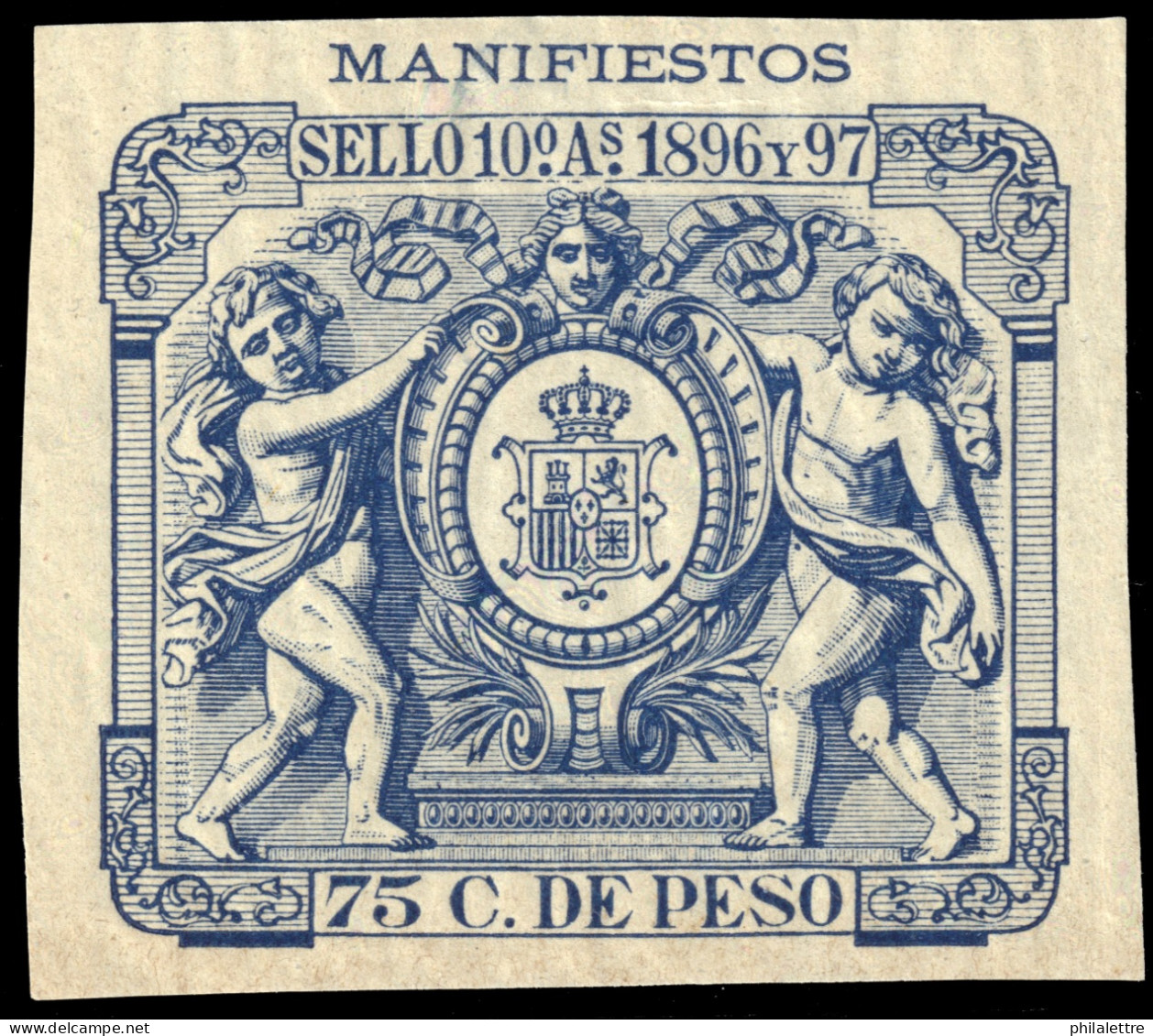 ESPAGNE / ESPANA - COLONIAS (Cuba) 1896 "MANIFIESTOS" Fulcher 1028 75c Azul - Nuevo** - Cuba (1874-1898)