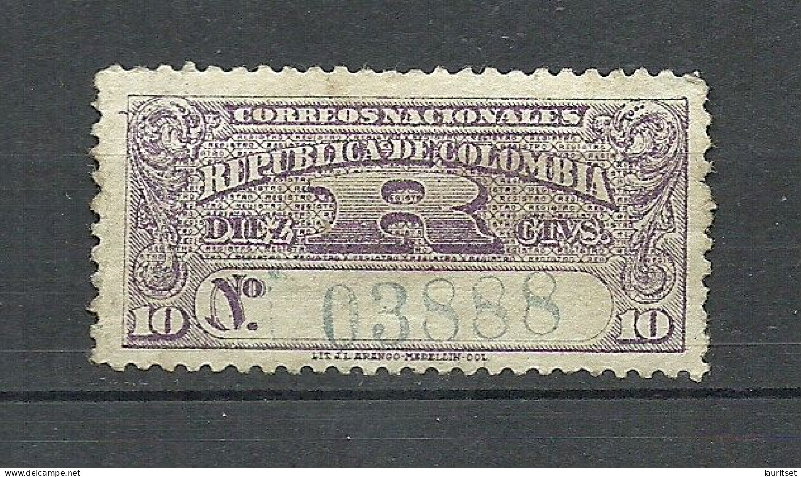 COLOMBIA KOLUMBIEN 1904 Michel 218 O Einschreibmarke Registration Stamp - Colombia