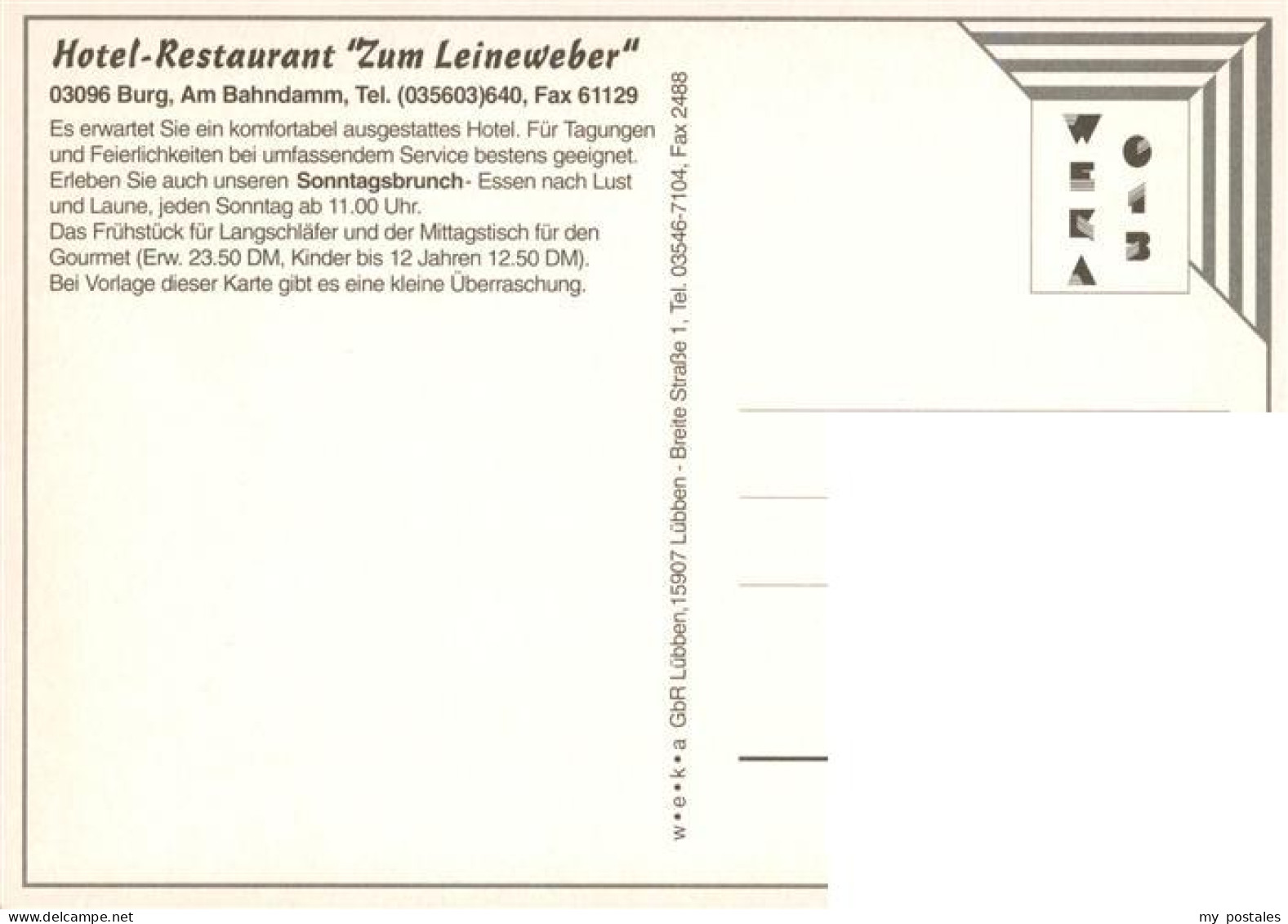 73961890 Burg_Spreewald Hotel Restaurant Zum Leineweber Gastraum - Burg (Spreewald)