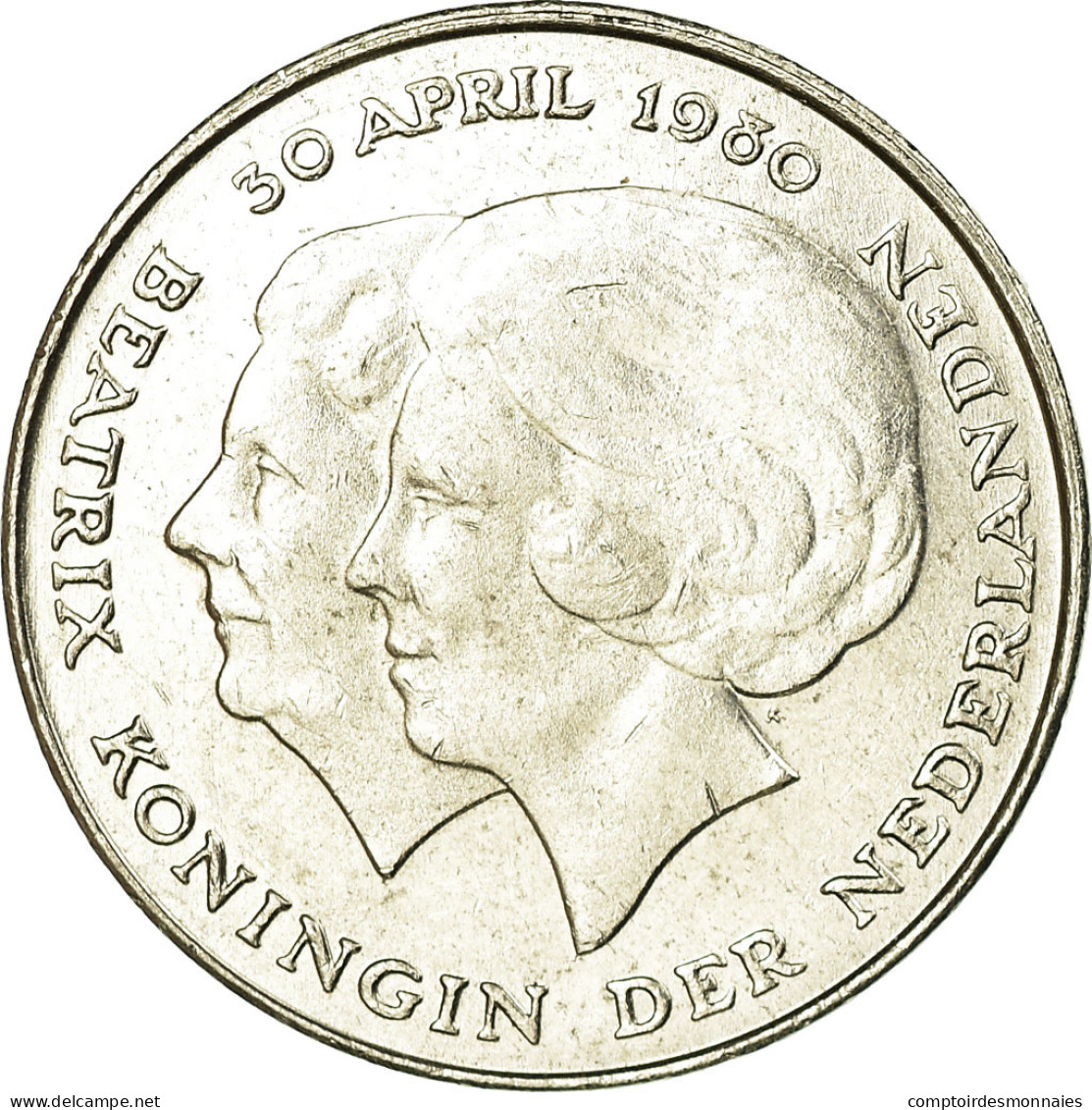 Monnaie, Pays-Bas, Beatrix, Investiture Of New Queen, Gulden, 1980, TTB, Nickel - 1980-2001 : Beatrix