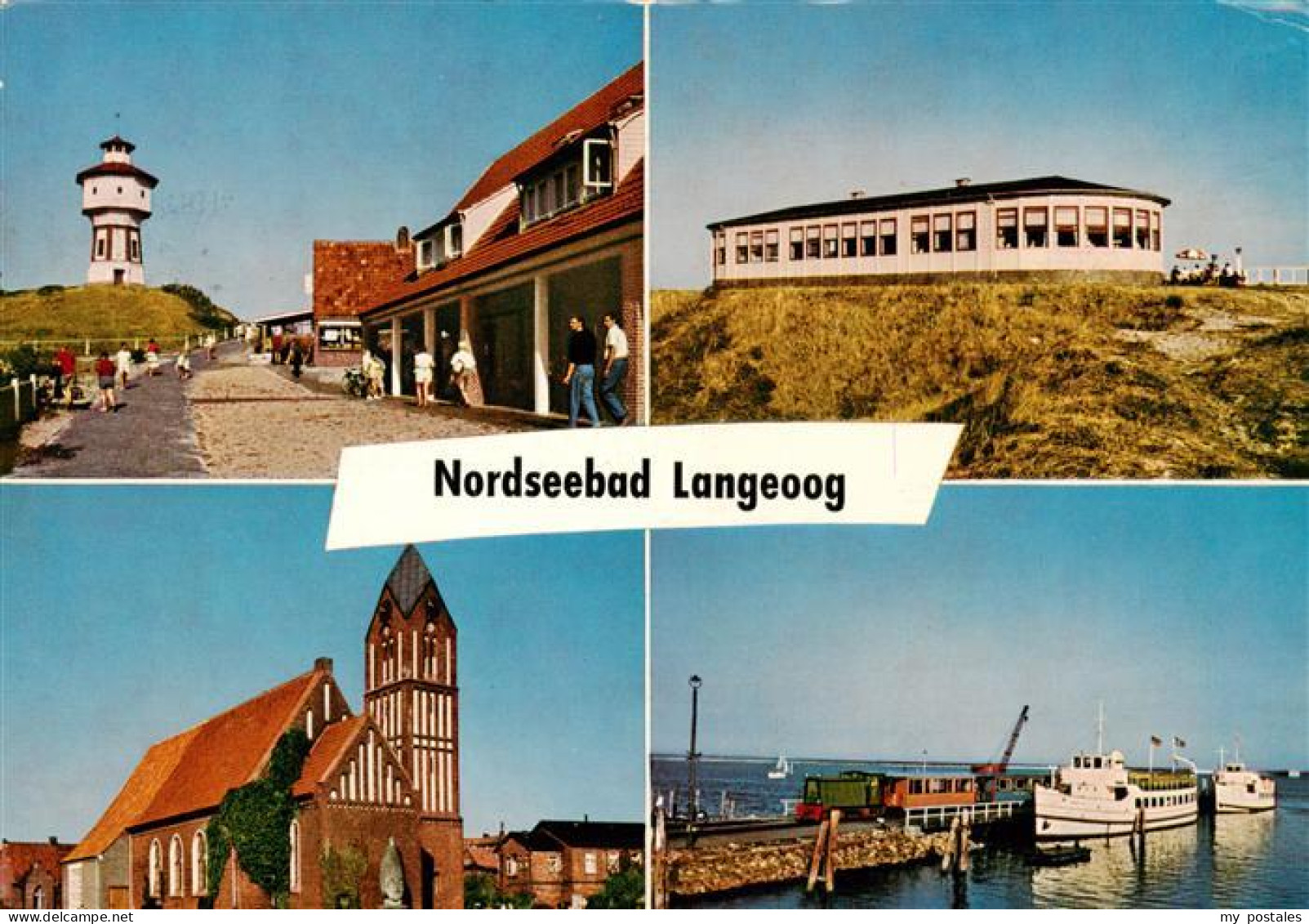 73921611 Langeoog_Nordseebad Weg Zum Strand Mit Wasserturm Strandhalle Kirche Ha - Langeoog