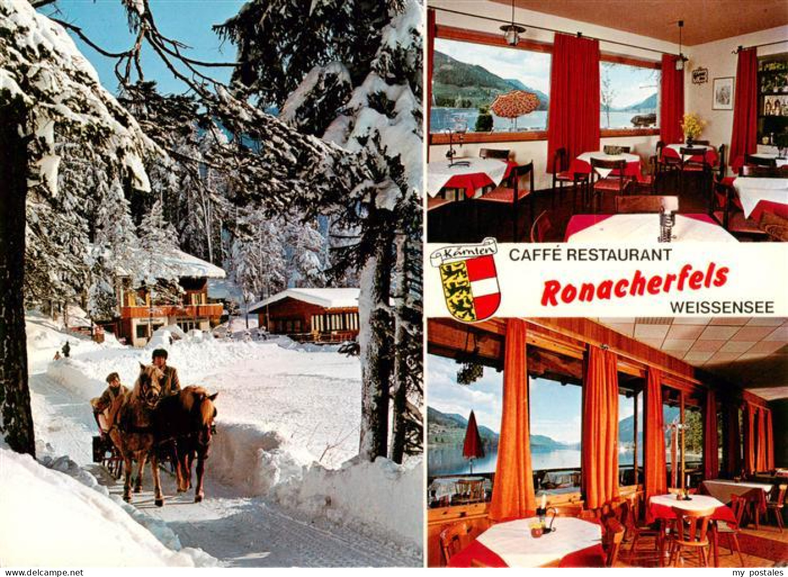 73880800 Neusach Cafe Restaurant Ronacherfels Pferdeschlitten Neusach - Weissensee