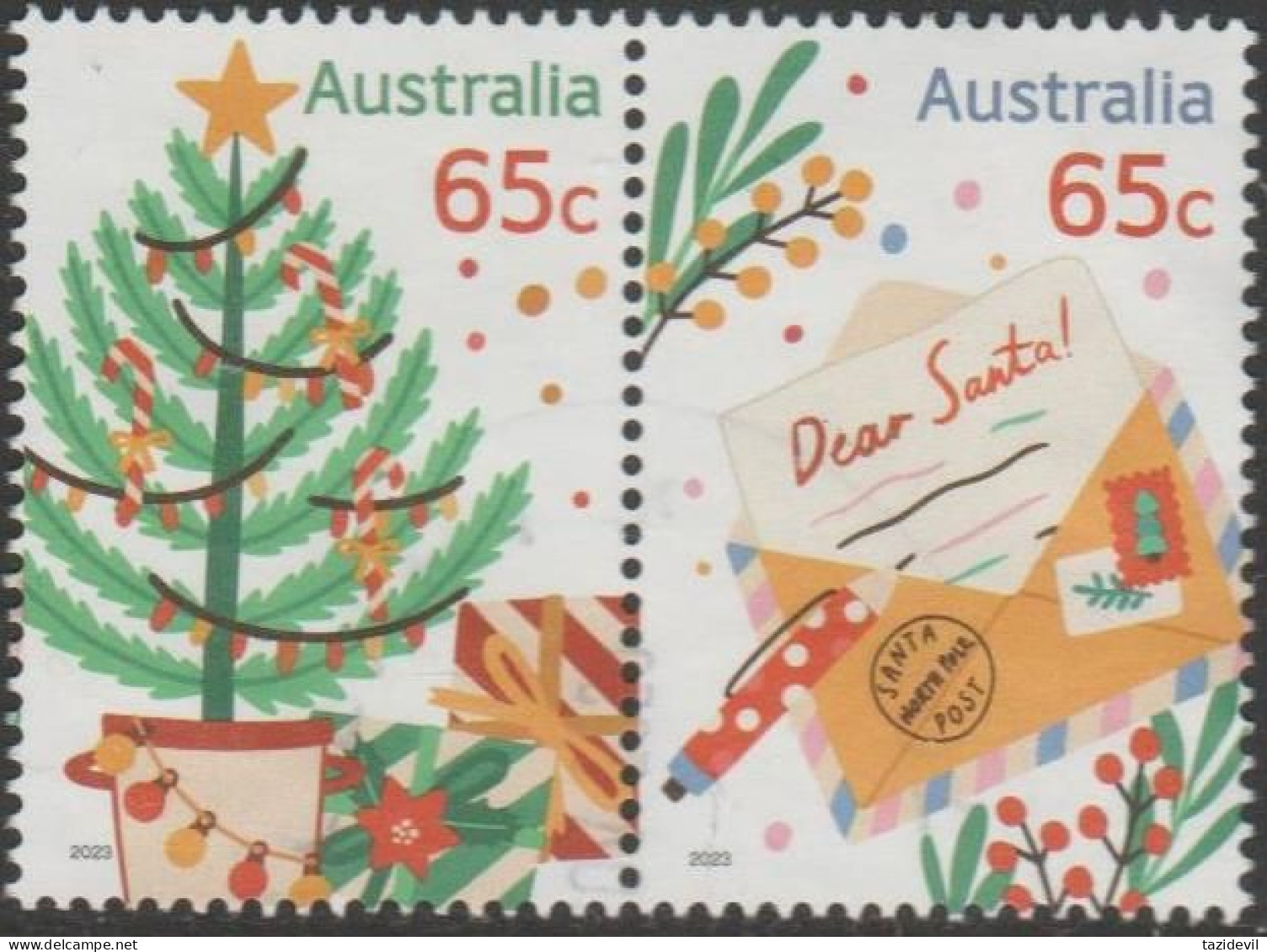 AUSTRALIA - USED - 2023 $1.30 Secular Christmas Se-tenant Pair - Used Stamps