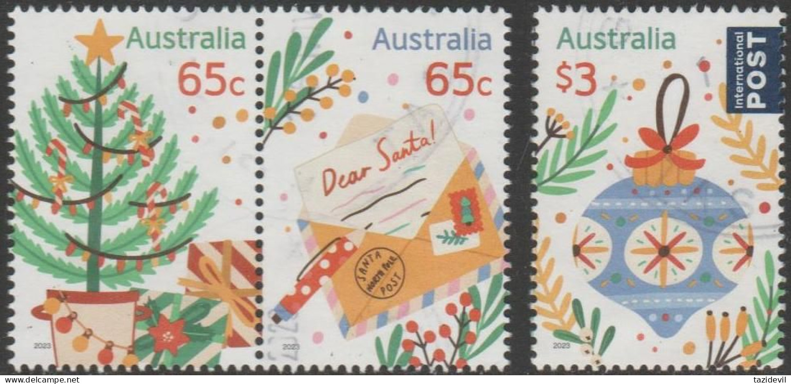 AUSTRALIA - USED - 2023 $1.30 Secular Christmas Set Of Three - Oblitérés