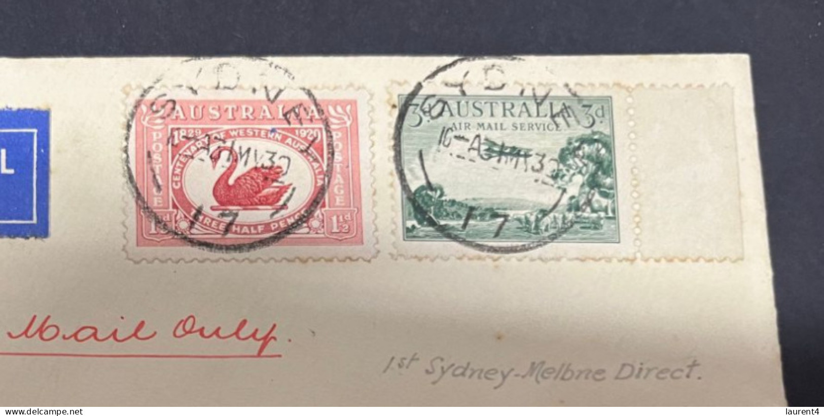 3-3-2024 (2 Y 3) Posted 1930 - First Air Mail From Sydney To Melbourne (within Australia) - AIR MAIL Letter - First Flight Covers