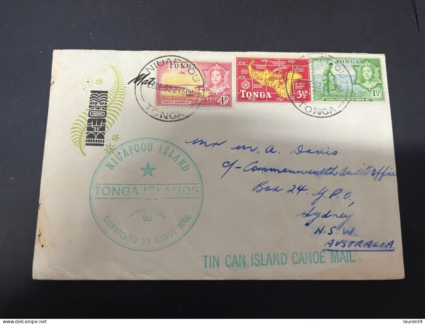 3-3-2024 (2 Y 3) Tonga Island Posted To Australia (letter) 1962 (condition As Seen On Scan - Some Tonning) MARIPOSA - Tonga (1970-...)