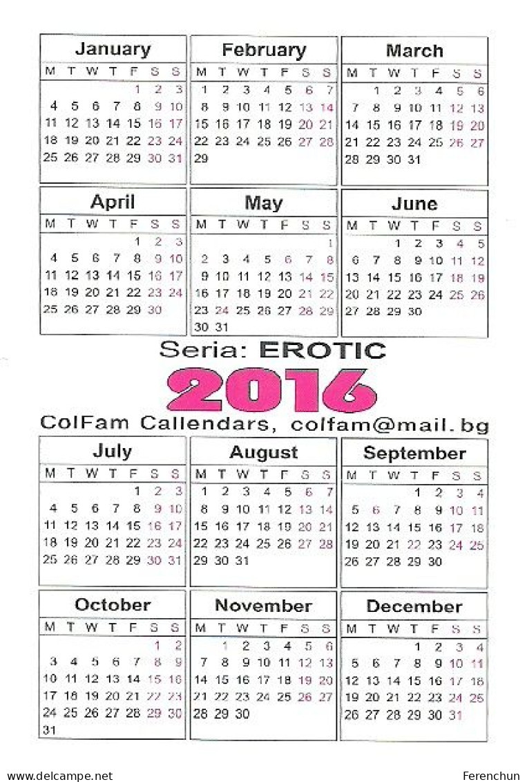 EROTIC * SEXY * NUDE * NAKED * WOMAN * GIRL * LINGERIE * HOROSCOPE * ZODIAC * CALENDAR * ColFam 2016 A 01-12 * Bulgaria