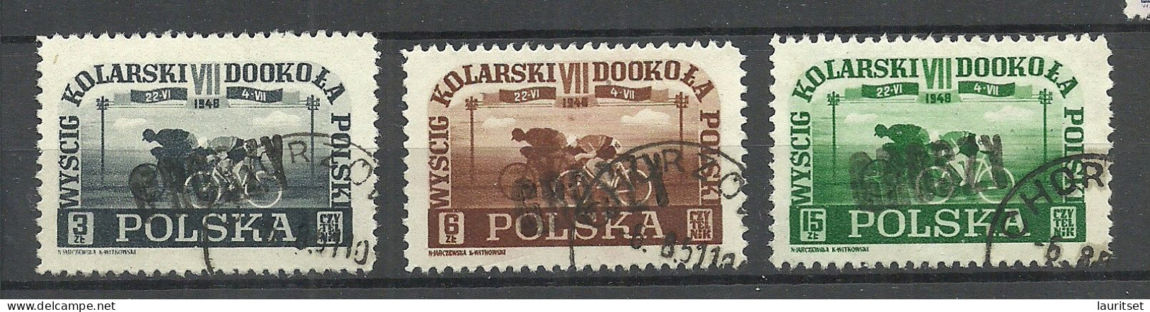 POLEN Poland 1950 Michel 487 - 489 O Radrennen Cycling With OPT Groszy (private OPT) O - Gebruikt