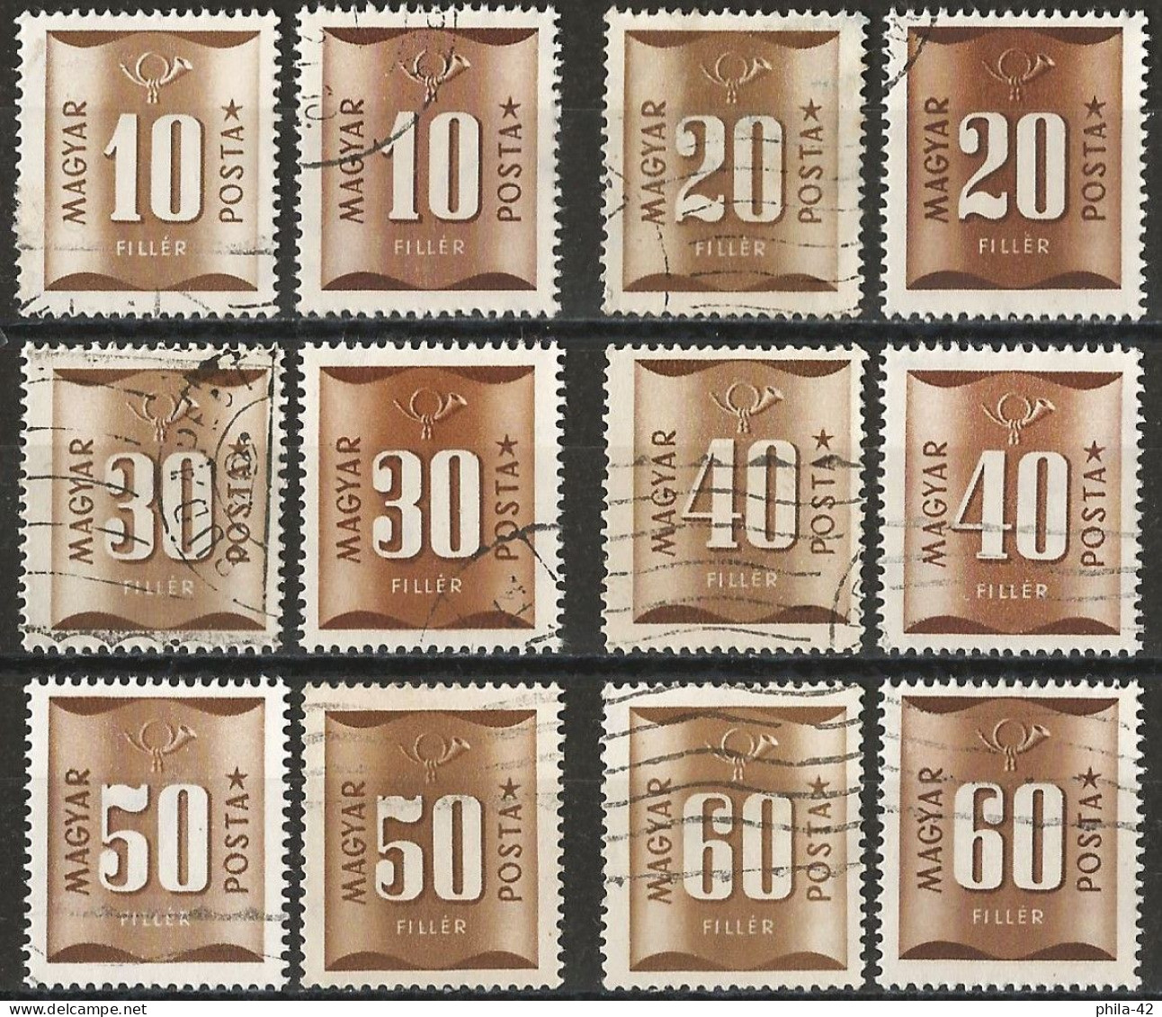Hungary 1951 - Mi P194... - YT T188... ( Postage Due ) Shades Of Color - Errors, Freaks & Oddities (EFO)