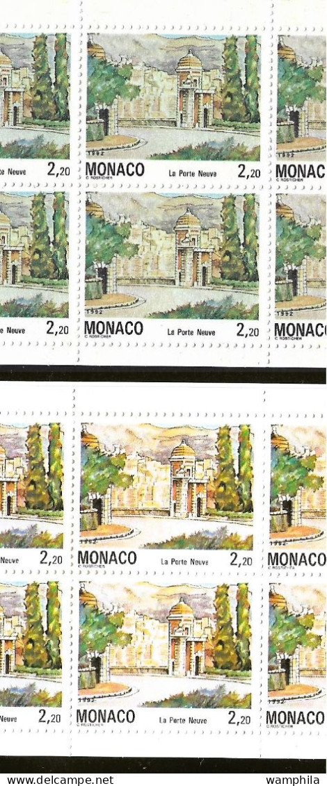 Monaco 2 Carnets N°7 (Timbre N°1832) 2 Nuances Extrêmes . - Plaatfouten En Curiosa