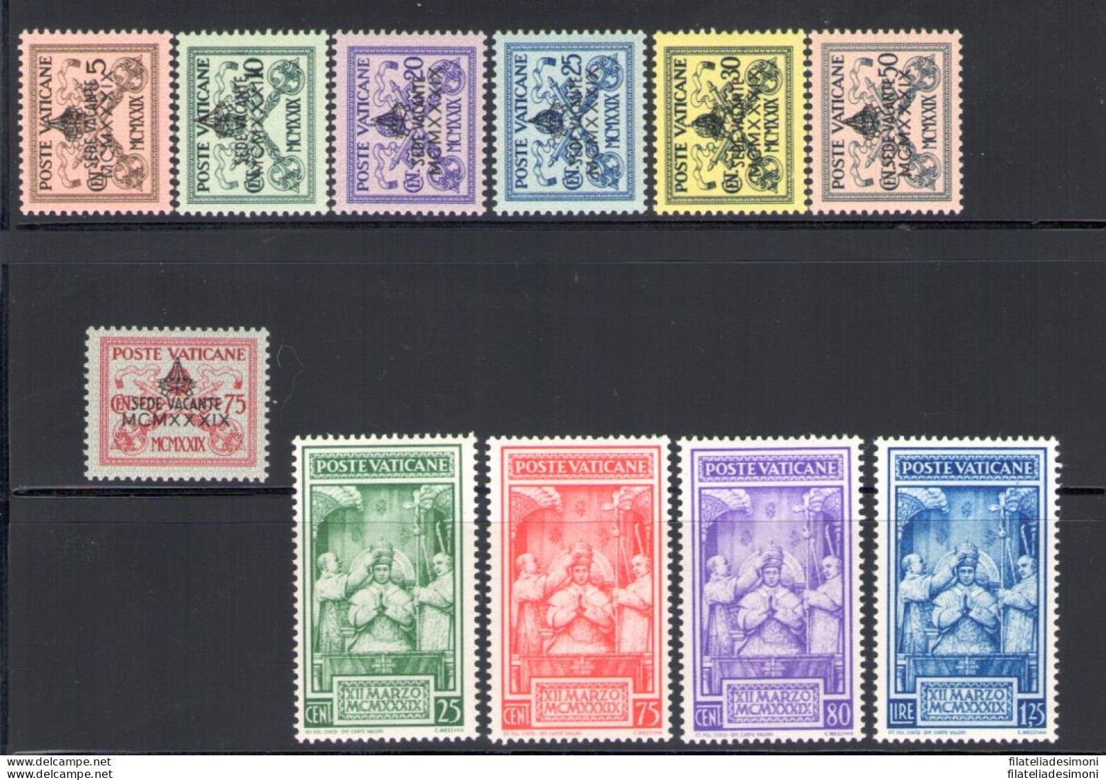 1939 Vaticano,  Francobolli Nuovi , Annata Completa 11 Val MNH ** - Volledige Jaargang