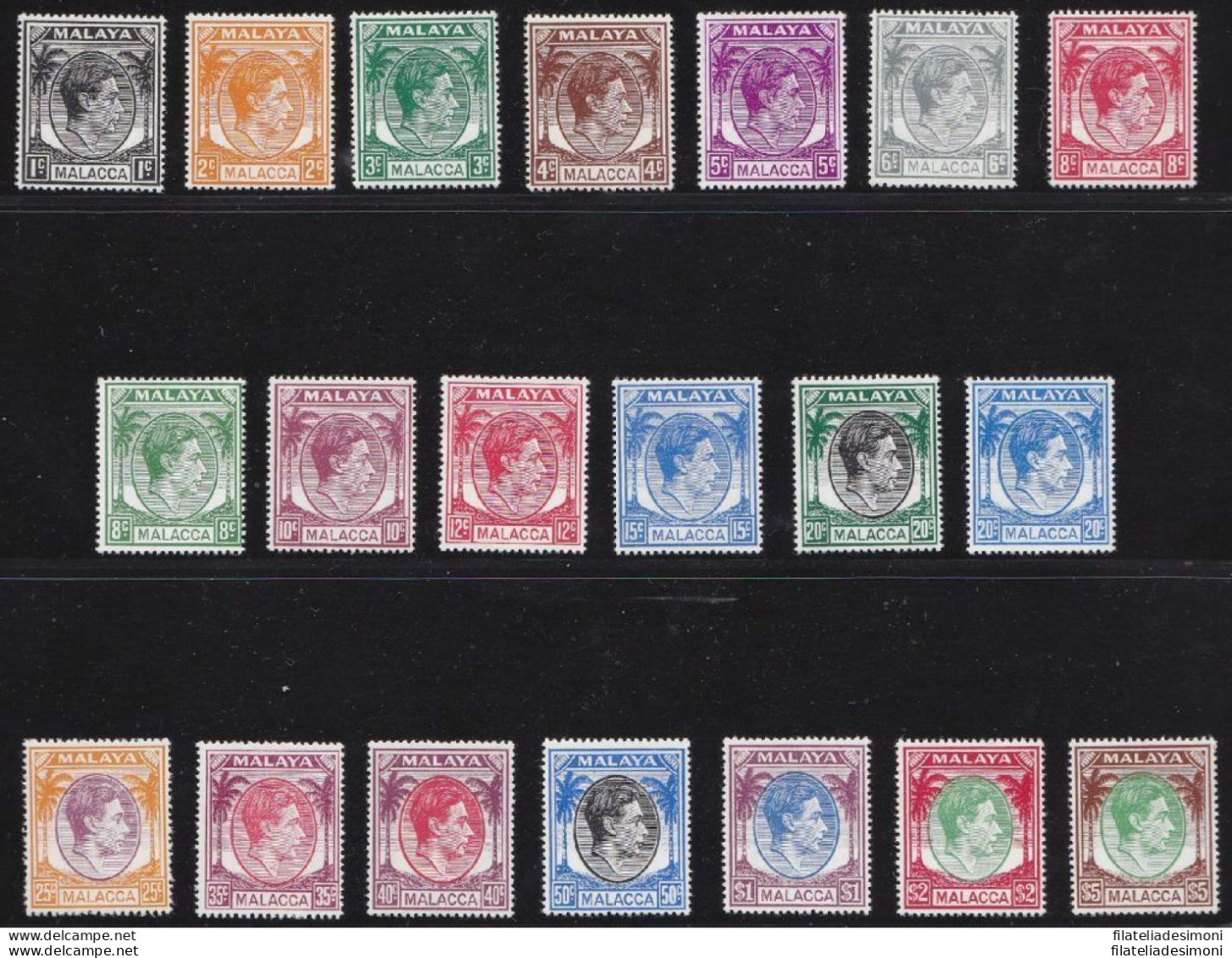 1949-52 MALACCA - Stanley Gibbons N. 3-17 - Serie Di 20 Valori - MNH** - Autres & Non Classés