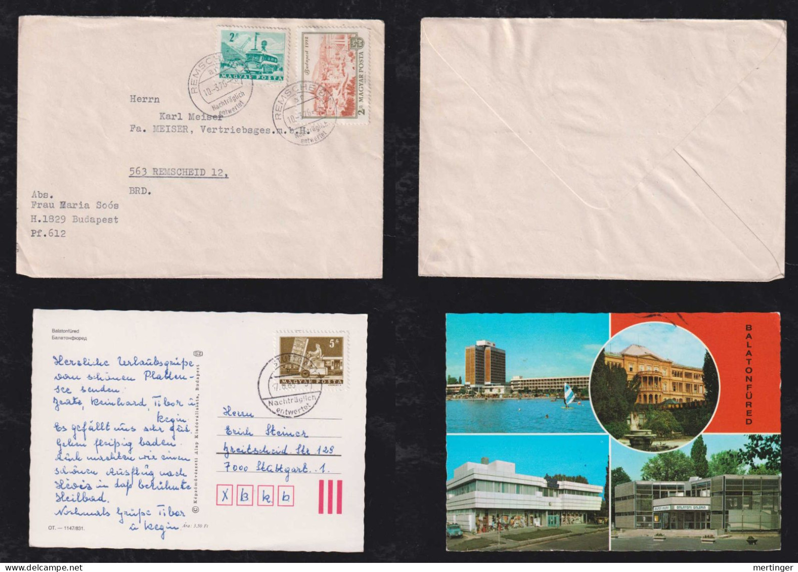 Ungarn Hungary 1976 + 1983 Cover + Postcard Nachträglich Entwertet Stuttgart + Remscheid - Briefe U. Dokumente