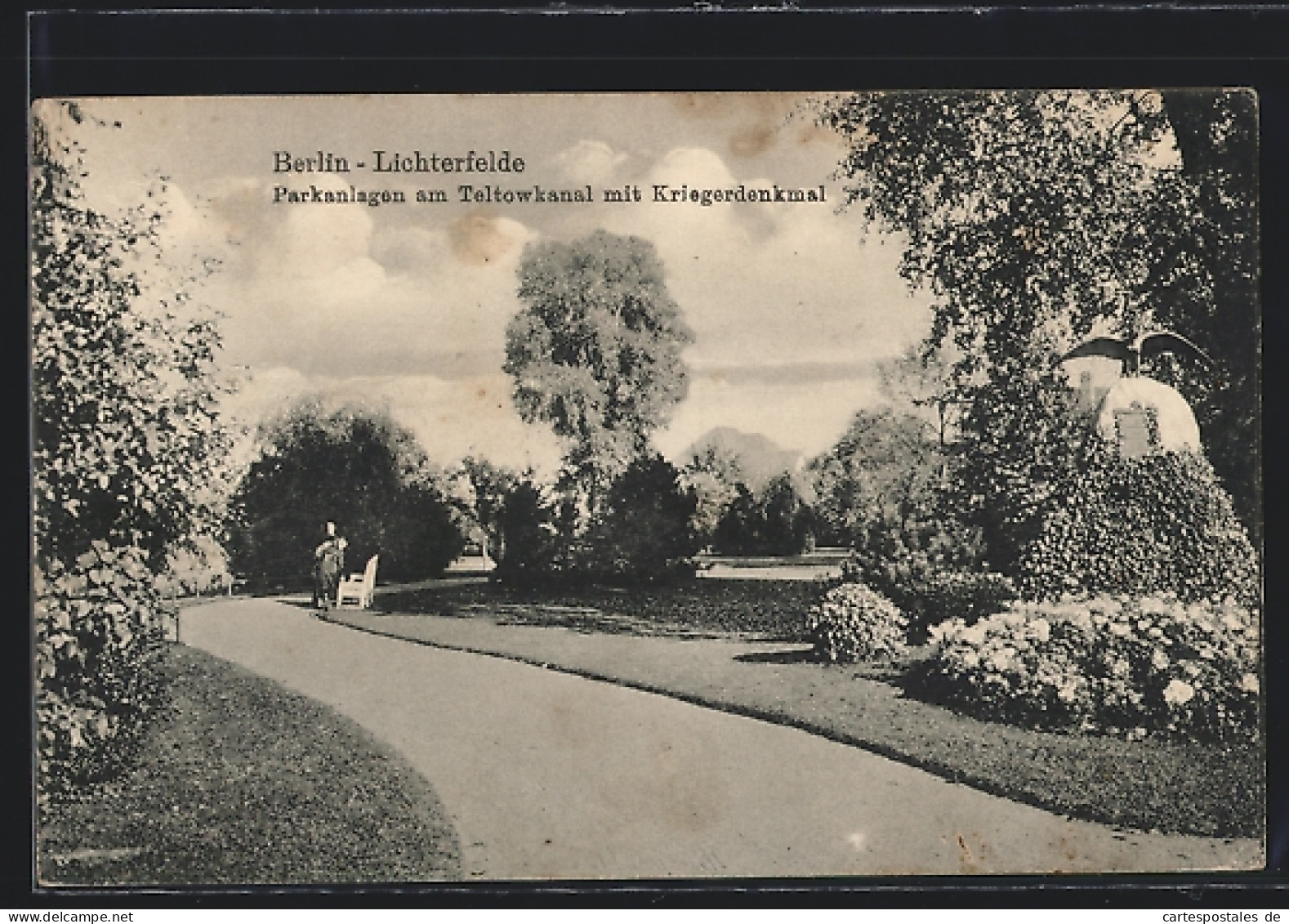 AK Berlin-Lichterfelde, Parkanlagen Am Teltowkanal Mit Kriegerdenkmal  - Lichterfelde