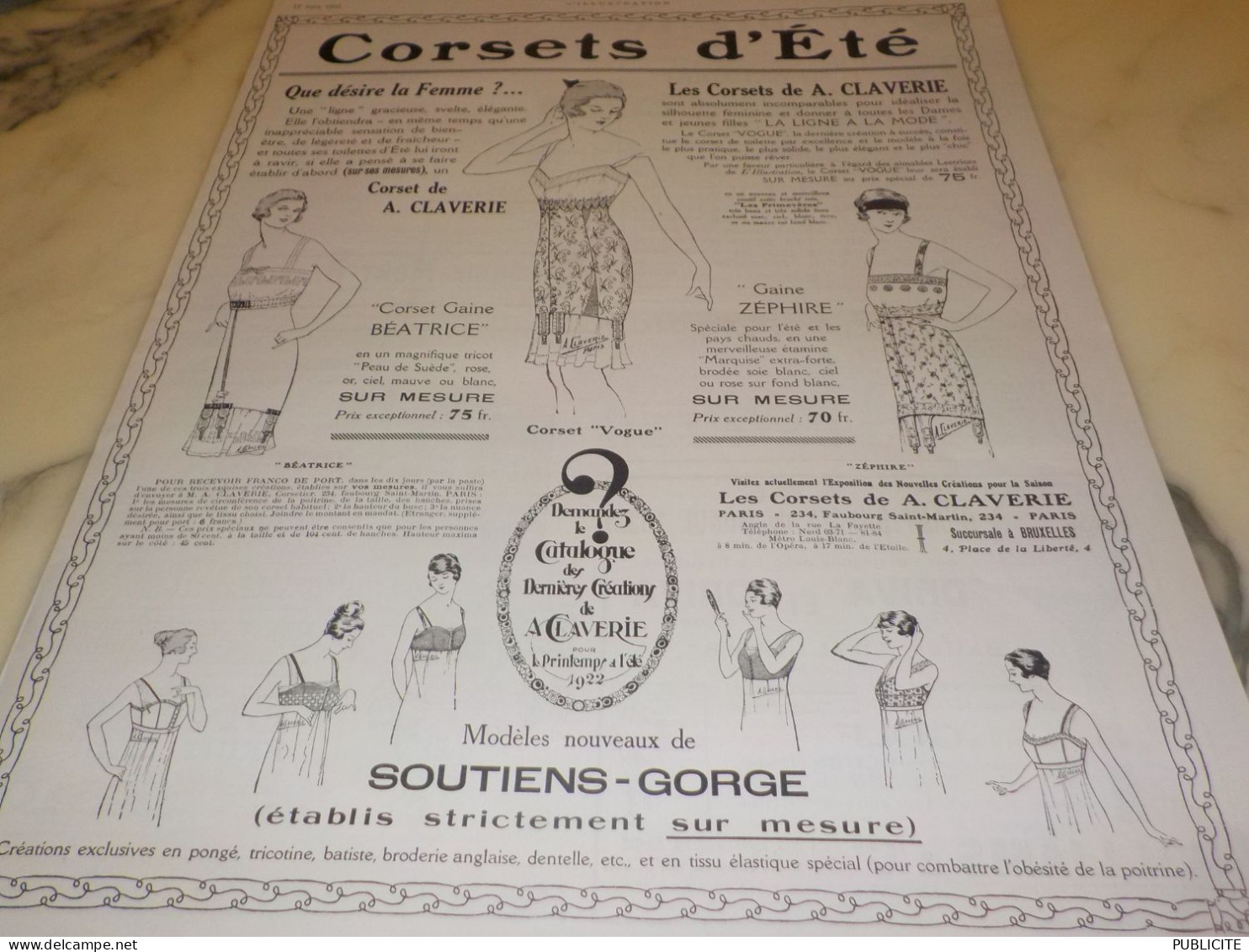 ANCIENNE PUBLICITE QUE DESIRE LA FEMME CORSET  CLAVERIE  1922 - Altri & Non Classificati