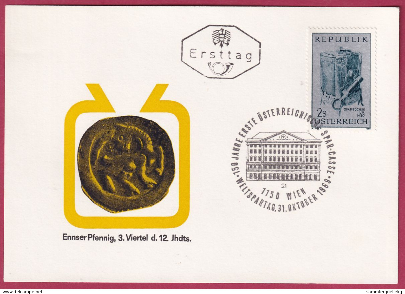 Österreich 1317 Ersttag Auf Karte 31. 10. 1969 Spargedanken (Nr.10.008) - FDC