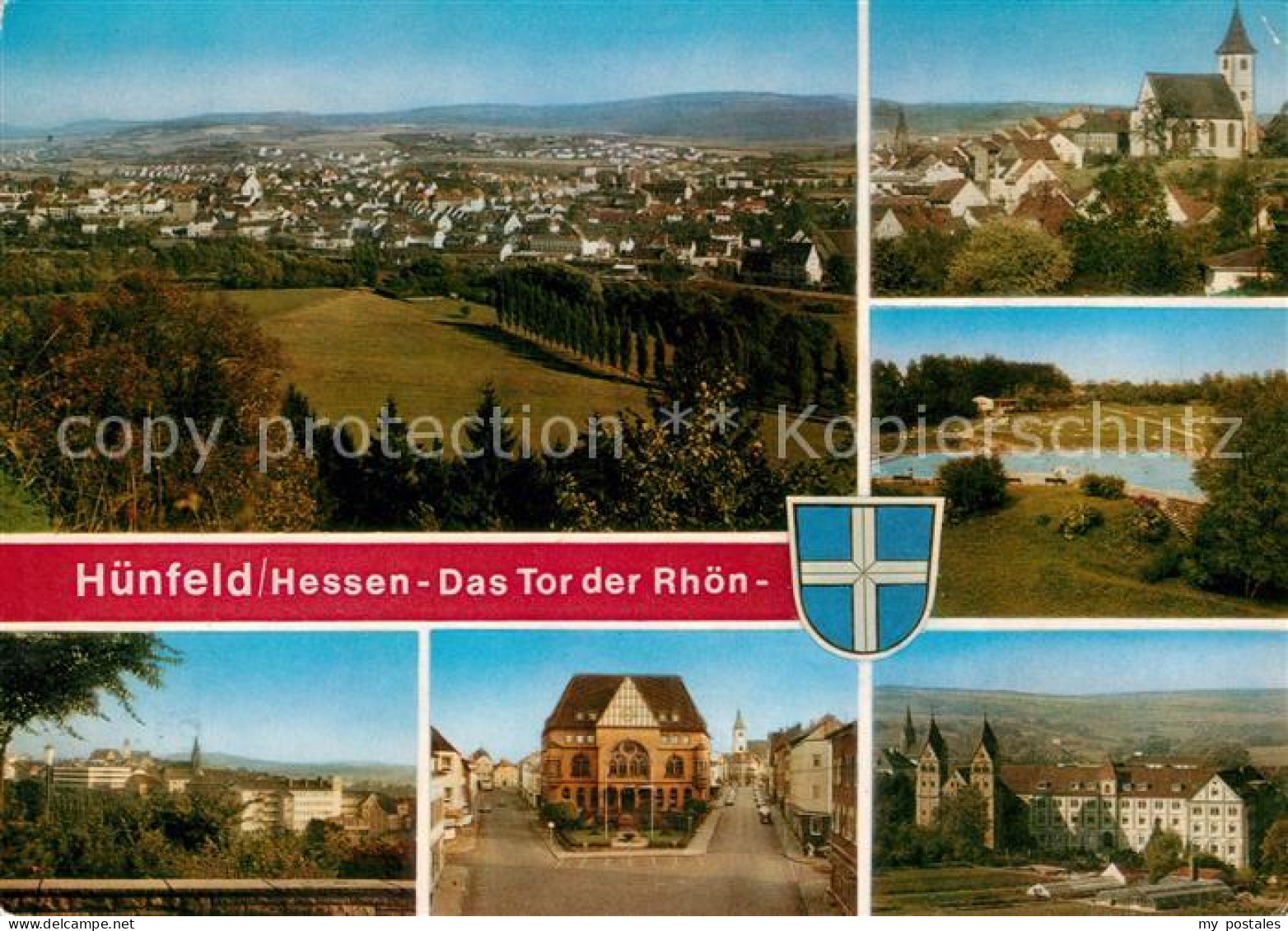 73125484 Huenfeld Landschaftspanorama Tor Der Rhoen Kirche Schloss Freibad Huenf - Hünfeld