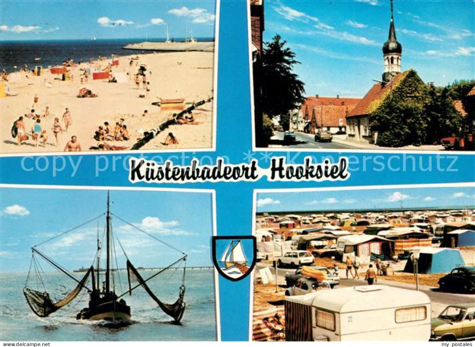 73125387 Hooksiel Nordseebad Kuestenbadeort Strand Kirche Campingplatz Fischerbo - Wangerland