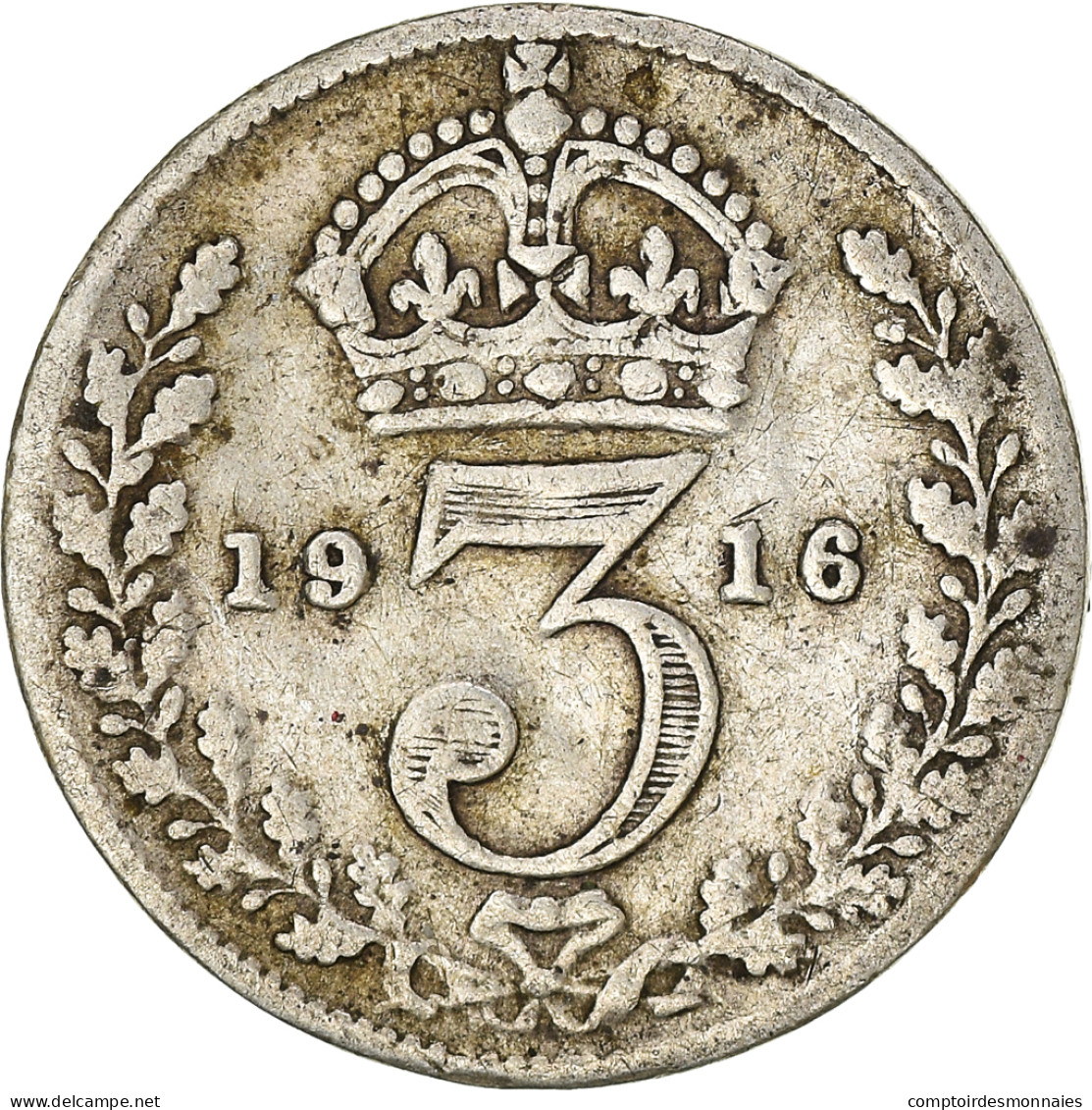 Monnaie, Grande-Bretagne, George V, 3 Pence, 1916, TB, Argent, KM:813 - F. 3 Pence