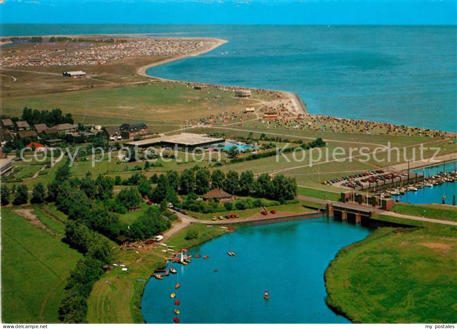 73123127 Horumersiel Fliegeraufnahme Schilig Strand Hafen Horumersiel - Wangerland