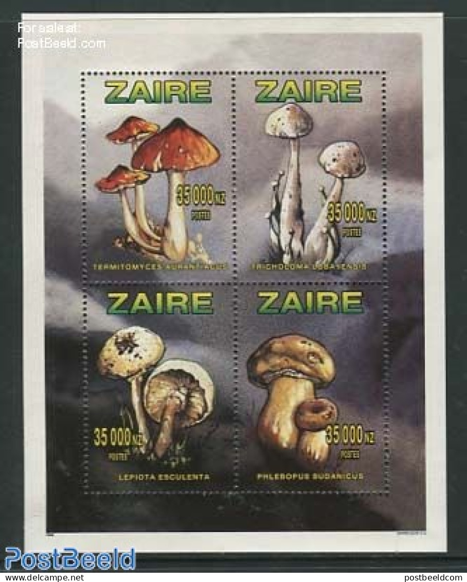 Congo Dem. Republic, (zaire) 1996 Mushrooms 4v M/s, Mint NH, Nature - Mushrooms - Pilze